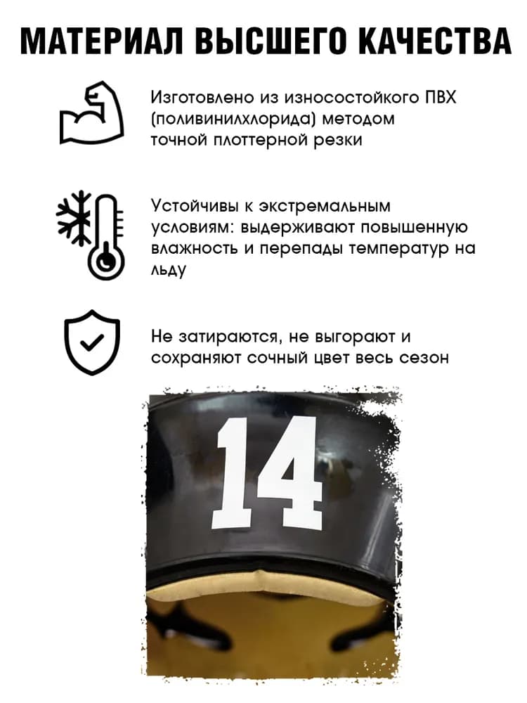 Комплект наклеек-цифр на хоккейный шлем , номера для экипировки 4.5 см, белый (28 шт) - миниатюра 2