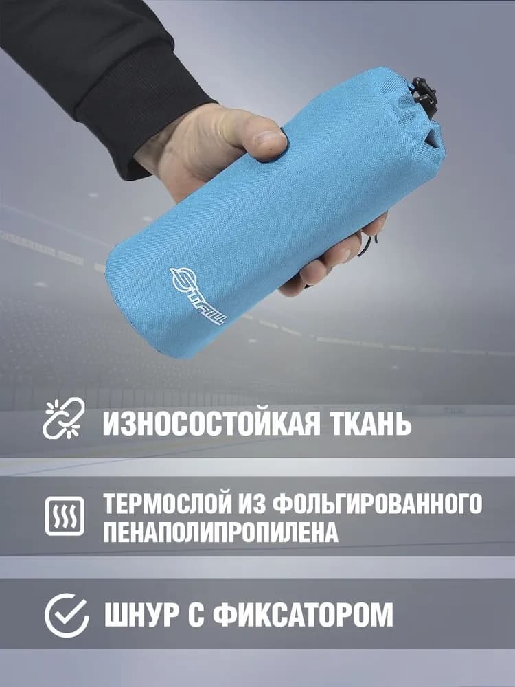 Термо чехол для бутылки 1л 28 см с фиксацией голубой STAILL - миниатюра 2